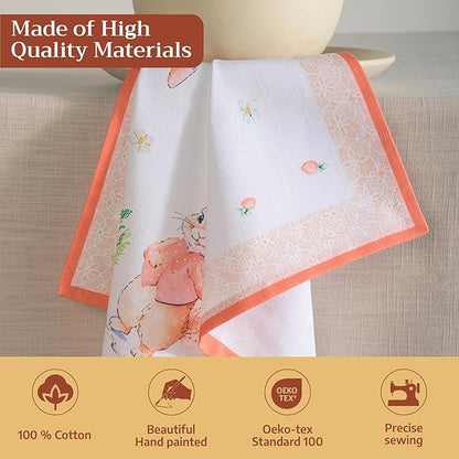 Maison d' Hermine Cloth Napkins Set of 4 100% Cotton Everyday Reusable Square Napkins Cloth Washable Dinner Party Wedding Restaurant Valentines Day Decorations Spring/Summer (Bunny Party, 20" x 20")