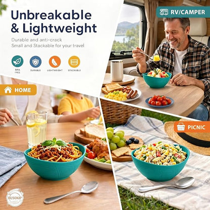 Cereal Bowls Sets of 6, Unbreakable & Stackable Wheat Straw Bowls 26oz - Image 6