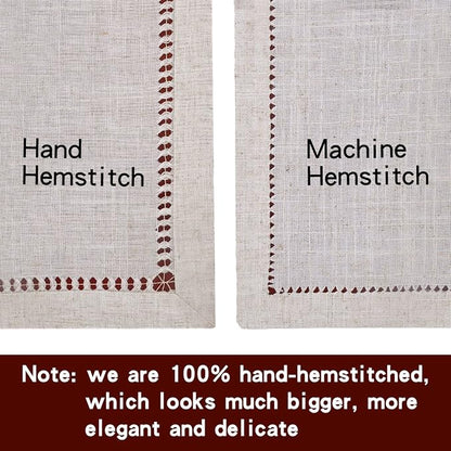 Grelucgo Handmade Hemstitch Beige Table Runner Or Dresser Scarf, Rectangular 14 - Image 6