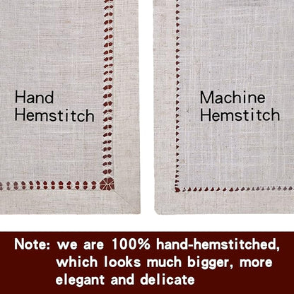 Grelucgo Large Handmade Hemstitch Beige Table Runner, Rectangular 14 by 108 Inch - Image 4