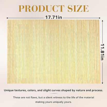 6-Pack Bamboo Placemats,Woven Heat-Resistant Rectangular Table Mats, Natural Dining Place Mats, Rustic Japanese Style Wood Mats for Indoor Dining, Kitchen and Party Use, Beige