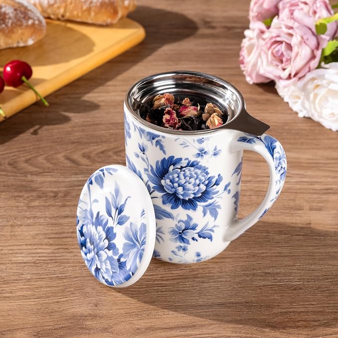 AmorArc Tea Cup With Infuser and Lid, 18oz Loose Leaf Tea Mug With Steeper | - Image 2