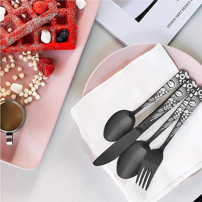 Matte Black Silverware Set, Bysta 20-Piece Stainless Steel Flatware Set - Image 3