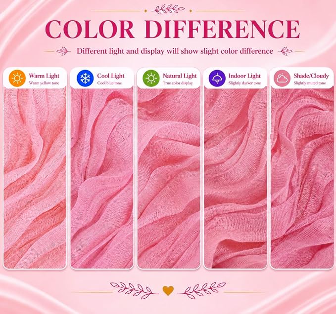 2 Pack Dusty Rose Cheesecloth Table Runner 17x108 Inch Boho Rustic Semi Sheer - Image 6