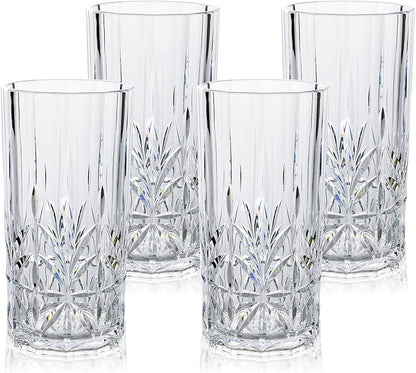 BELLAFORTE Shatterproof Tritan Plastic Tall Tumbler, Set of 4, 18oz - Myrtle Beach Drinking Glasses - Unbreakable Drinking Glasses for Parties - BPA Free - Clear
