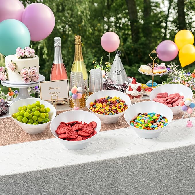 5 Pack white Plastic Serving Bowls - Image 5