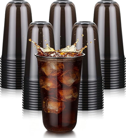 KesaPlan 100 Pcs 18oz Plastic Black Cups, Disposable Wine Cocktail Glasses | by KesaPlan