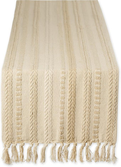 DII Farmhouse Braided Stripe Table Runner Collection, Vintage Linen by DII