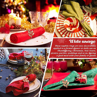 WILLBOND Leaf Napkin Rings Holders Fall Party Napkin Rings - Image 6
