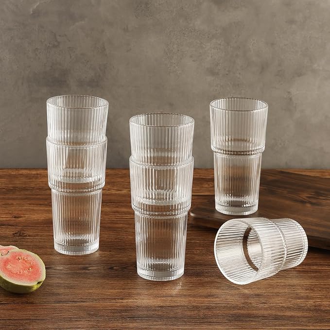 Ribbed Glass Tumbler Drinking Glasses - Image 8