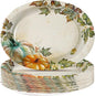 50 Pcs Fall Oval Paper Plates 10"×12" Large Vintage Watercolor Pumpkins Plates Disposable Heavy Duty Thanksgiving Platters for Fall Thanksgiving Party Decorations Autumn Holiday Harvest Party Supplies