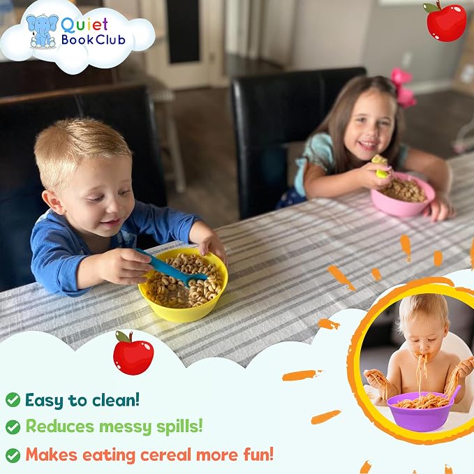 Cereal Bowls with Straws for Kids Childrens Bowls with Straw Built in for Kids - Image 2
