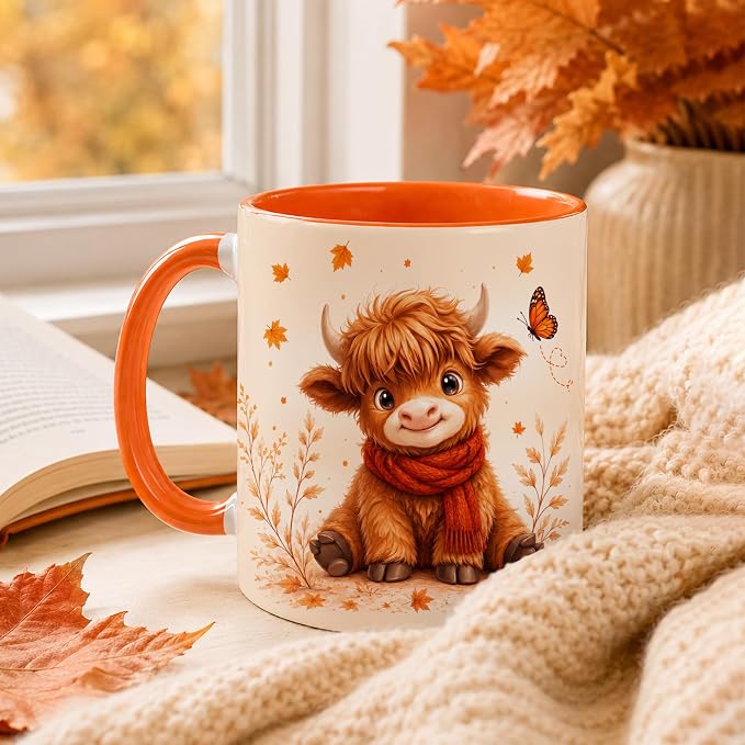 Hyturtle Highland Cow Coffee Mug, Cute Fall Maple Leaf Gift - Image 7