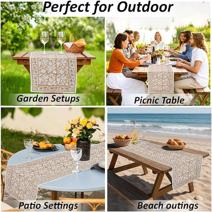 Oak Brown Hand Block Print 100% Cotton Reusable Table Runner 16" X 106" Inches - Image 6