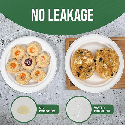 7-Inch White Paper Plates 100 Pack - 100% Compostable Dessert Plates | Leakproof Disposable Plates for Party, Microwave Safe & Oil Resistant, Eco-Friendly Small Dinnerware (100 Count)