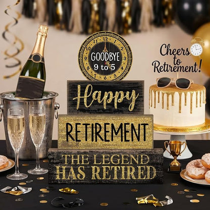 Moucuny 4 Pcs Retirement Party Decorations Happy Retirement Table Decor Black - Image 2