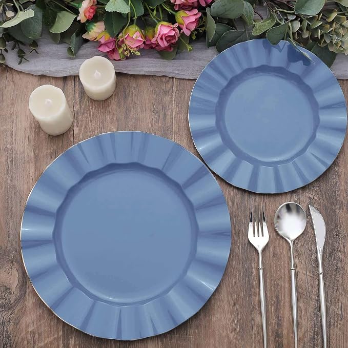 Efavormart 9" Salad Plates – Set of 10 Plastic Ocean Blue Round Disposable - Image 8