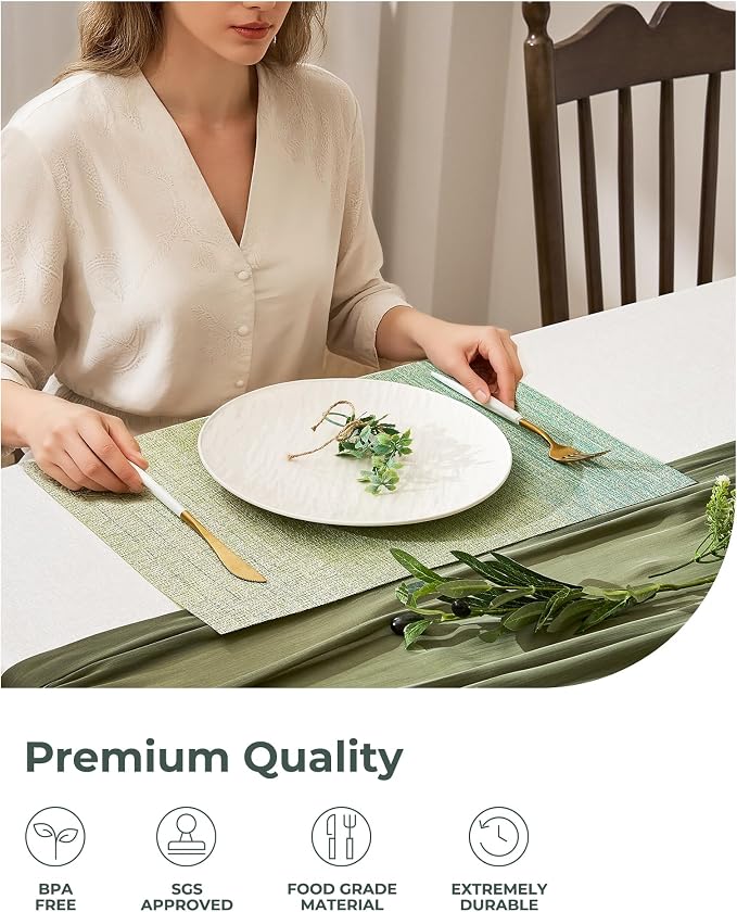 Leetaltree Gradient Green Woven Placemats Set of 24 - Image 6