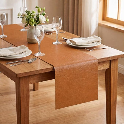 Artoid Mode Rust Double Sided Vinyl Faux Leather Table Runner, Seasonal - Image 4