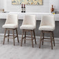 27.5" Counter Height Bar Stools Set of 3, Linen Fabric Mid Century Modern Swivel Barstools with Back & Wood Legs Comfy Upholstered Counter Chairs for Home Bar/Dining Room/Restaurant, Cream