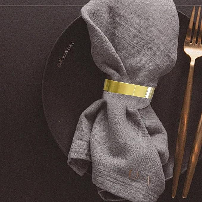 6PCS Gold Semicircle Napkin Rings, Metal Napkin Ring Holders Buckles, Modern - Image 5