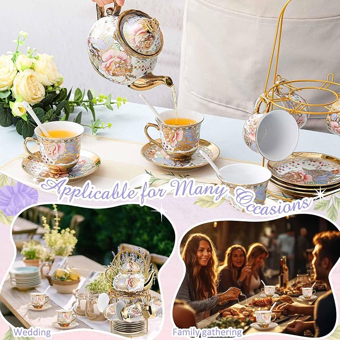 Zhehao 20 Pcs Porcelain Tea Set - Image 4