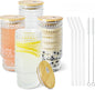 Glass Cups with Lids and Straws 16 oz Hobnail Drinking Glasses | Vintage Iced by ICESIP