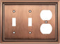 Henne Bery Sunken Pearls Heavy Duty Decorative Wall Plate Switch Plate Outlet Cover (Double Toggle/Single Duplex, Antique Copper)