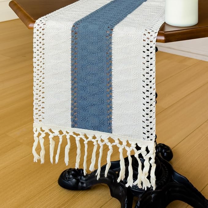 Blue Boho Table Runner for Home Decor - Image 6