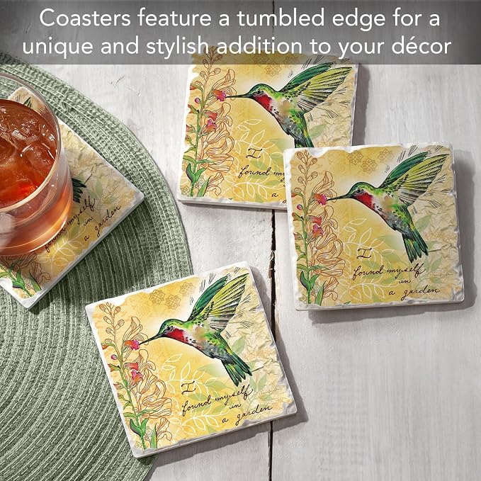 Thirstystone Hummingbird Flight 4 Pack Tumbled Tile Stone Coasters | 4" Square - Image 2