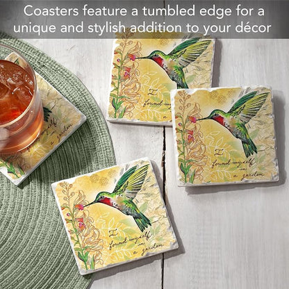 Thirstystone Hummingbird Flight 4 Pack Tumbled Tile Stone Coasters | 4" Square - Image 2