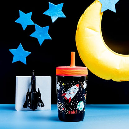 Zak Designs Spaceships Kelso 12oz Stainless Steel Leak-Proof Toddler Cup - Image 2