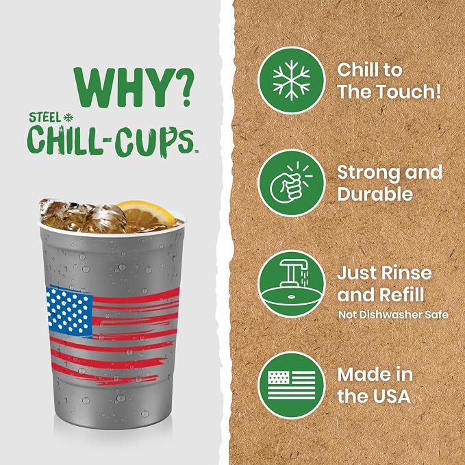 Steel Chill Cups 16 oz. Reusable Party Cups America the Beautiful, 100% - Image 4