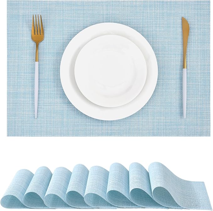 Leetaltree Soft Sky Blue Woven Placemats Set of 8 by Leetaltree-ArtatEveryTable