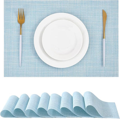 Leetaltree Soft Sky Blue Woven Placemats Set of 8 by Leetaltree-ArtatEveryTable