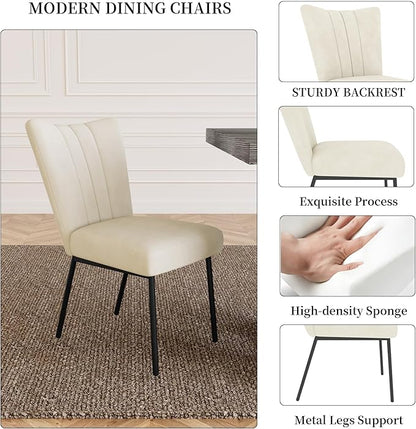 7-Piece Dining Table Set for 6 People, 70.8" MDF Kitchen Table with 6 Velvet Chairs, Space-Saving for Dining Room, Breakfast Nook(Grey Table+6 Beige Chairs)