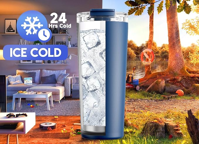 Meoky 24 oz Insulated Travel Coffee Mug: Leak Proof Lid, Sea | Stainless Steel - Image 4