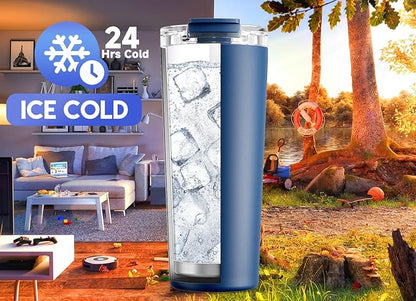 Meoky 24 oz Insulated Travel Coffee Mug: Leak Proof Lid, Sea | Stainless Steel - Image 4