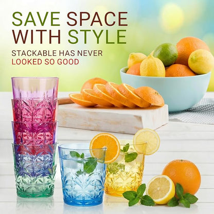 Bravario Royal Plastic Drinking Glasses, 13 oz Set of 6, Plastic Cups Reusable - Image 3