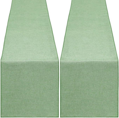 Light Green Burlap Table Runner 2 Packs Rustic Farmhouse Fabric 13x108 Inch | by B-COOL