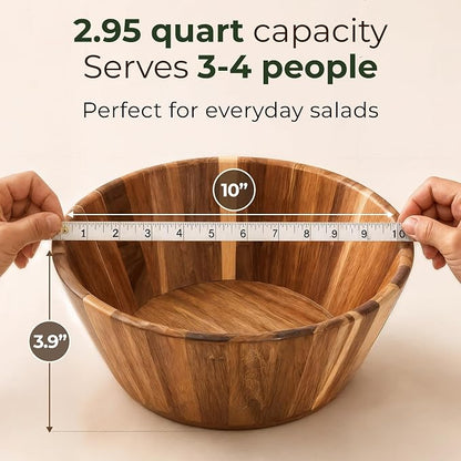 Acacia Wood Salad Bowl - Image 7