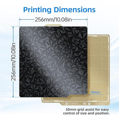 BIQU Designer Series Smooth PEO+Textured PEI Build Plate for Bambu-Lab P1P P1S P2S X1C X1E A1 257x257mm, Double Sided PEI Spring Steel Build Plate Flexible Sheet Print Bed Removable Surface Platform