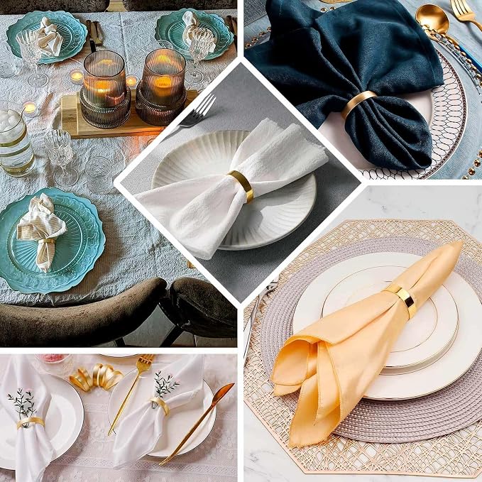Efavormart 4 Pack | 2" Shiny Gold Metal Semicircle Napkin Rings, D-Shaped - Image 5