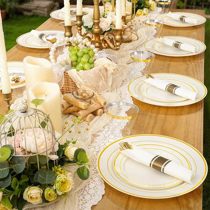 WELLIFE 350PCS Ivory Plastic Plates - Image 4