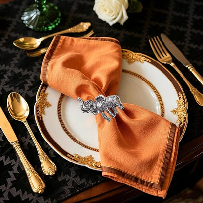 Elephant Napkin Rings Set of 12 Silver Metal Animal Napkin Ring - Image 4