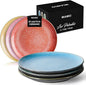 MIAMIO – Set of 6, Dinner Plates, Ceramic Plates, Kitchen plates, Plate Sets – Microwave Safe Plates, Oven and Dishwasher Safe – Las Palmitas Collection