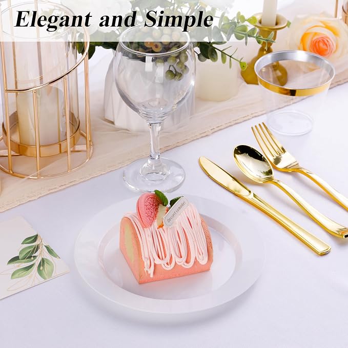 Bestluck 100PCS White Plastic Dessert Plates 7inch - Image 4