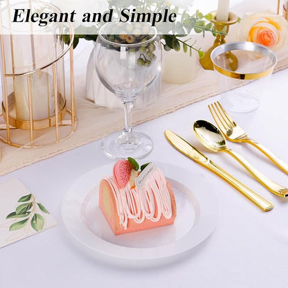 Bestluck 100PCS White Plastic Dessert Plates 7inch - Image 4