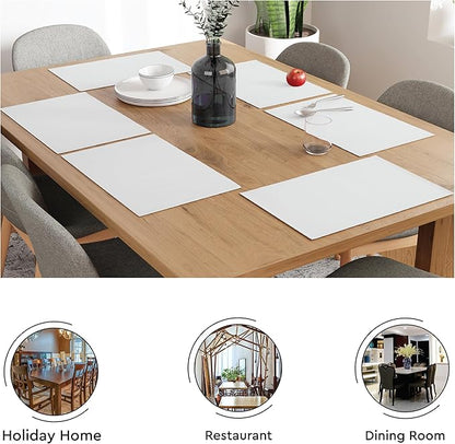 Encasa XO Dining Placemat Set of 6 | Solid Off White Color | Fine Ribbed Cotton Table mat | Size 19x13 in | Machine Washable