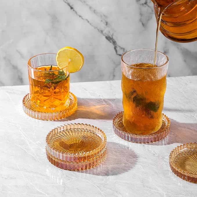 Glass Coasters Round Cup Mat, Decorative Wine Bottle Coaster, Crystal Drink - Image 4